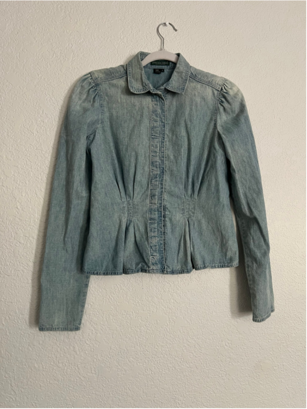 Vintage Ralph Lauren Denim Blouse Size S Blue Long Sleeve Button Down